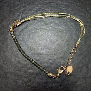 **Sale** Gold tone bluish green bead bracelet 7-8.5"